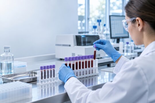 Laboratory Scientist Performing Blood Sample Quality Control