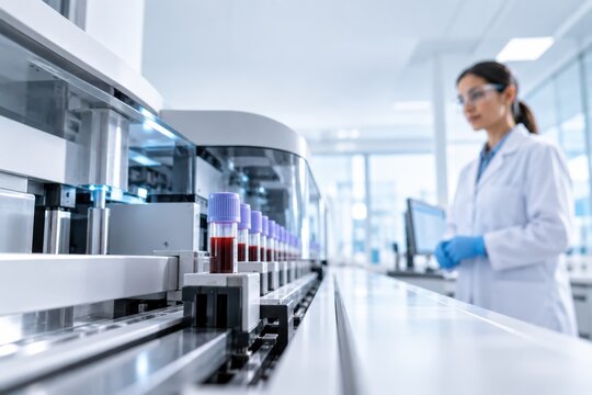 Blood Sample Entering Automated Clinical Diagnostic Analyzer