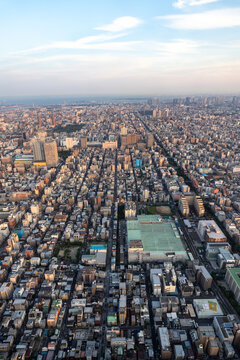 Vertical Tokyo Cityscape and Rail Corridor from Above
