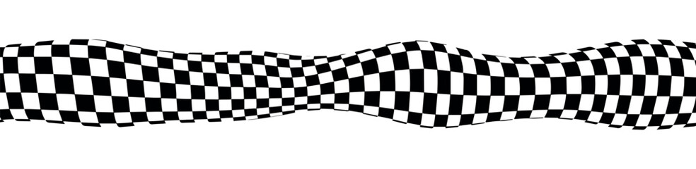 Obraz premium Wavy chess board textured shape. Chessboard mosaic concept. Wave distortion effect. Vector illustration.