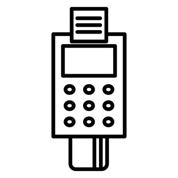 POS terminal with credit card line art icon for payment EDC machine illustration