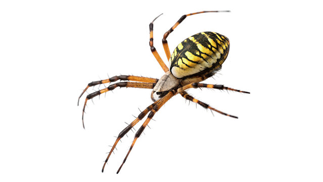 Large black and yellow garden spider argiope aurantia isolated on transparent background.