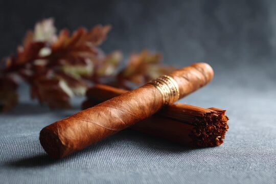 Close up of a premium cigar with artful lighting