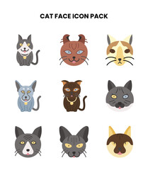 Fototapeta premium Cat Face Flat Icons Pack