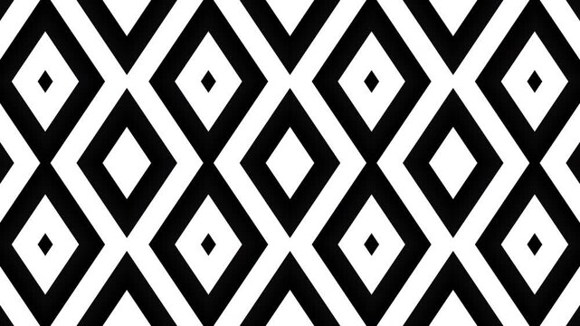 Hypnotic rhythmic movement of geometric black and white rhombuses shapes . Loop geometric footage