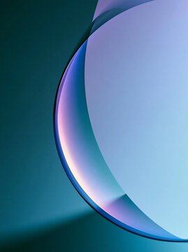 Abstract digital art piece with a curved shape. the background is a gradient of blue and purple, with the blue on the left side and the purple on the right side.