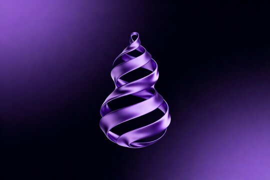 Metallic Purple Spiral Ornamental Sculpture On Gradient Background
