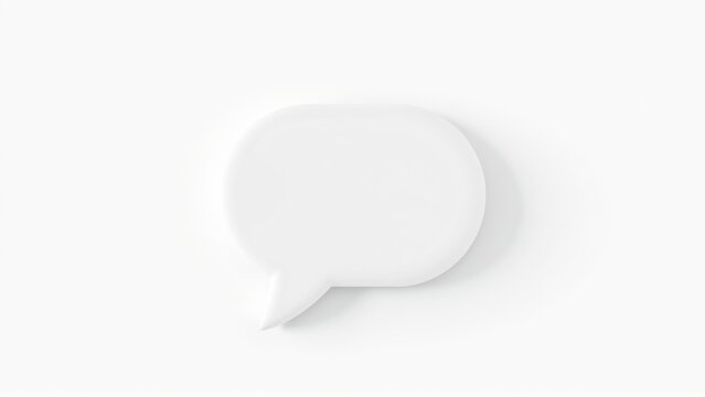 White speech bubble isolated. Minimalist design, clean aesthetic, simple form. Communication concept, blank space available.