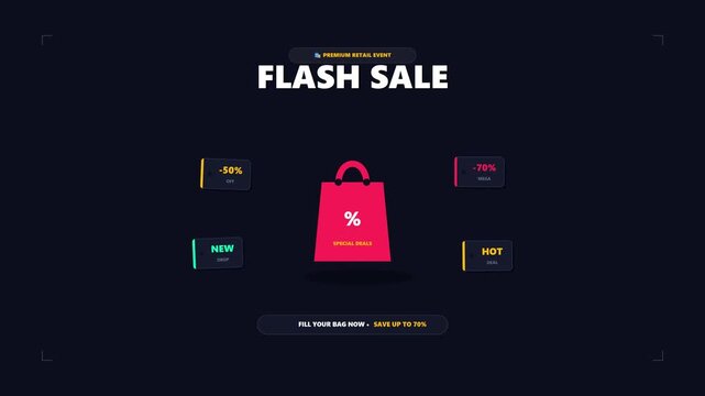 Dramatic Promotional Motion Graphics Background with Golden Spotlight and Instant Price Slash Discount