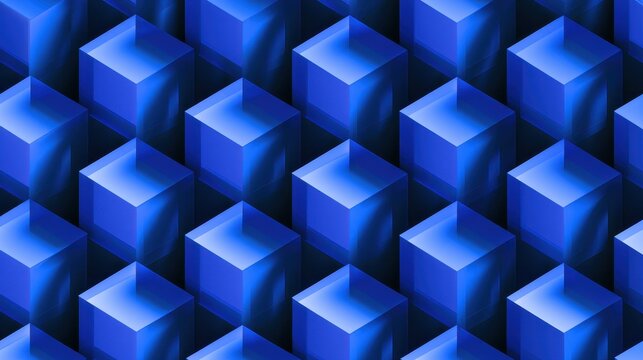 Futuristic Blue Cube Lattice: Digital Illustration of Geometric Pattern