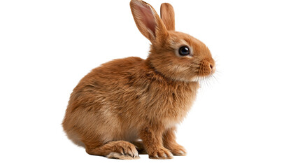 Small fluffy brown rabbit sitting with alert ears © Otillie