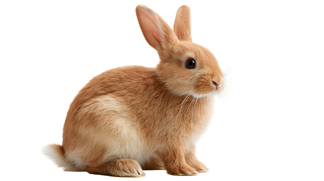 Small ginger brown rabbit sitting in profile view