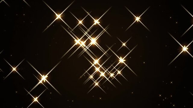 Glowing Golden Stars Floating on Dark Background for Festive Holiday Celebration Motion Graphic Loop