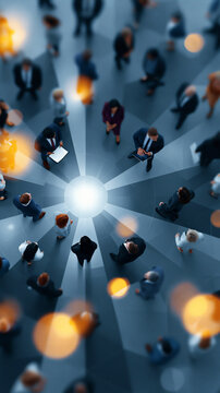 Captivating and dynamic shot highlighting diverse team gathered around a digital collaboration platform, modern office environment, sophisticated technology illustration style