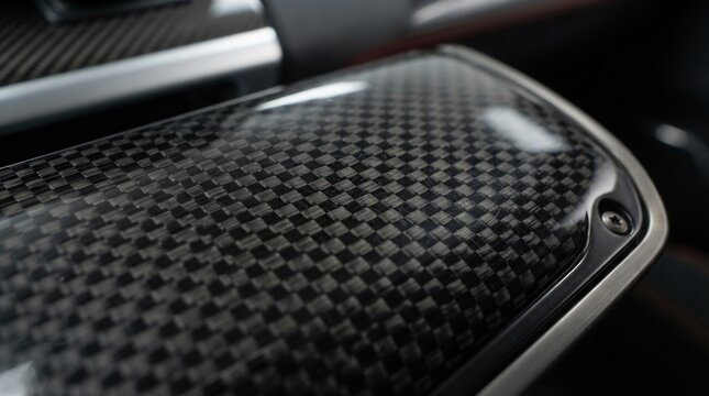 Close-up of a Carbon Fiber Texture with a Glossy Finish.