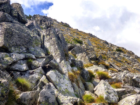 Todorka Pirin Mountains Bulgaria rugged granite rocks boulders and alpine hiking trail near Bansko