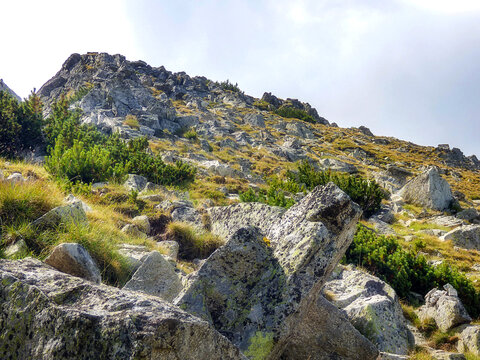 Todorka Pirin Mountains Bulgaria rugged granite rocks boulders and alpine hiking trail near Bansko