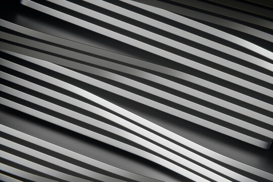 Metal bars with silver abstract render background and parallel lines