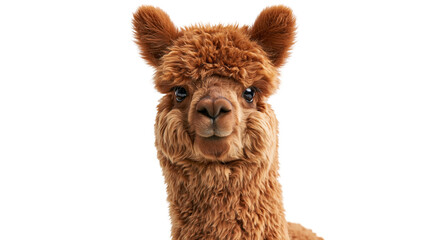 Fluffy brown alpaca head portrait with thick woolly fur © Cressida