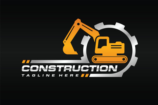 Excavator and Gear Construction Logo