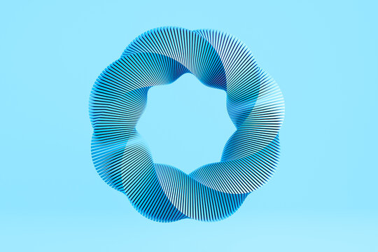 Abstract blue twisted circular shape in 3d digital art render