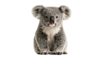 Fluffy grey koala bear sitting and looking forward with large ears © Cressida
