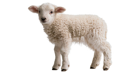 Fluffy white baby lamb standing and looking forward © Cressida