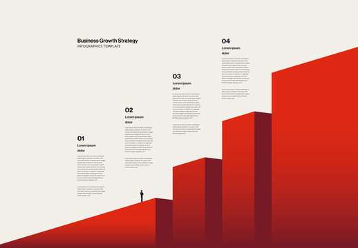 Business Growth Strategy Infographic Template with Huge steps