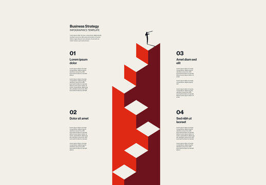 Business Leadership Staircase Infographic Template with Minimal Illustration