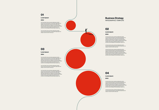 Business Strategy Inofgraphic Template with Path and Circles Minimal Illustration