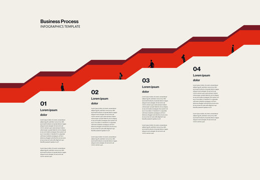 Business Process Teamwork Infographic Template with Staircase Minimal Illustration