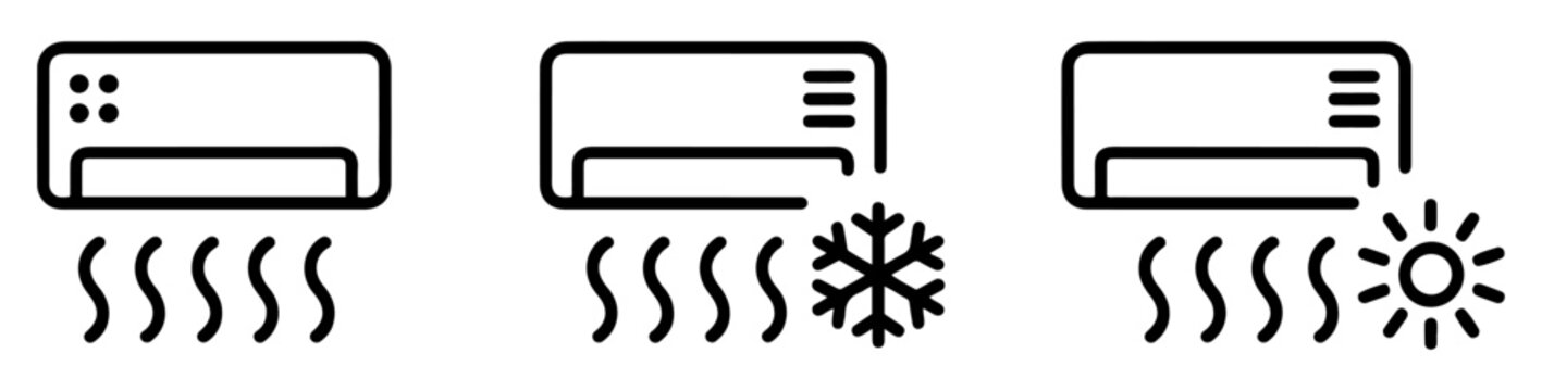 air conditioner climate control icon set