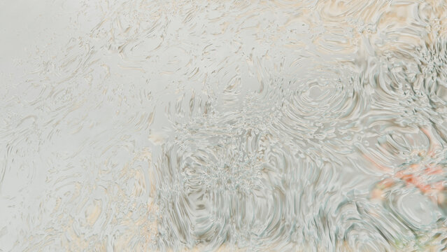Water droplets and ripples on wet surface with rainwater