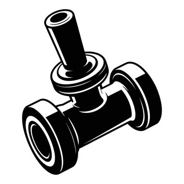 Industrial pipe fitting with cylindrical extension is a black silhouette