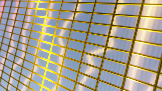 Quantum processor chip with grid of quantum dots and gold frame