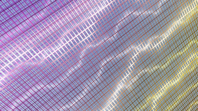 Abstract colorful grid pattern with curved purple and yellow lines