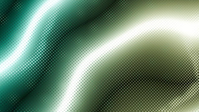 Abstract digital background with green light waves and geometric