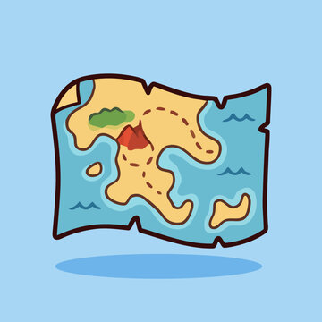 Cute treasure map vector icon illustration