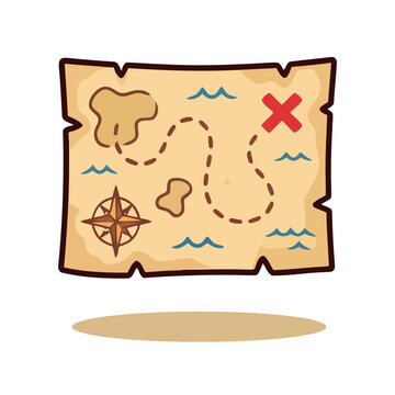 Cute treasure map vector icon illustration