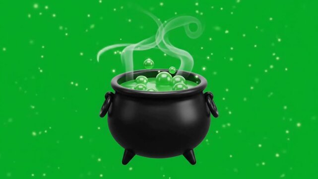 Halloween witch cauldron magic animation