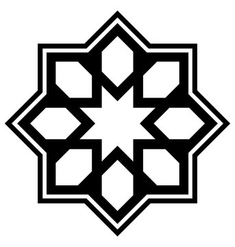 Eight Pointed Islamic Star Silhouette Icon Decorative Arabic Geometric Pattern Symbol Isolated on Transparent Background