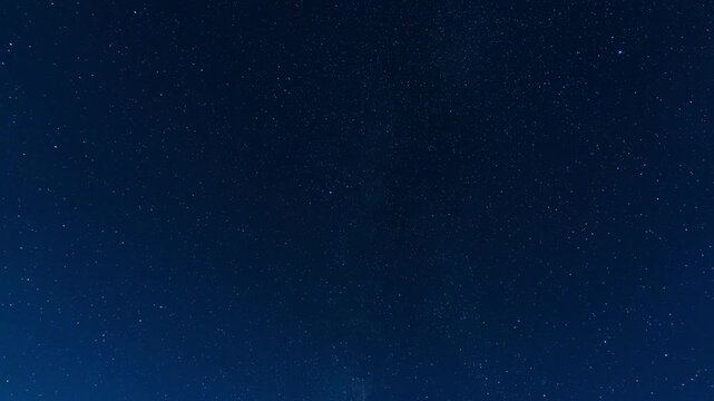 Time lapse video of night sky, segment of Milky Way Galaxy turning on 3 different directions. Time-lapse footage for study of atmospheric glow, celestial bodies, stars, meteors, asteroids