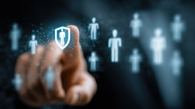 Businessman pressing icon for security Internet online business