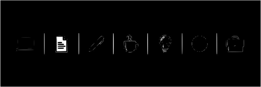 Minimalist Office Ideogram Icons Set, Representing Productivity, Organization, and Business Concepts