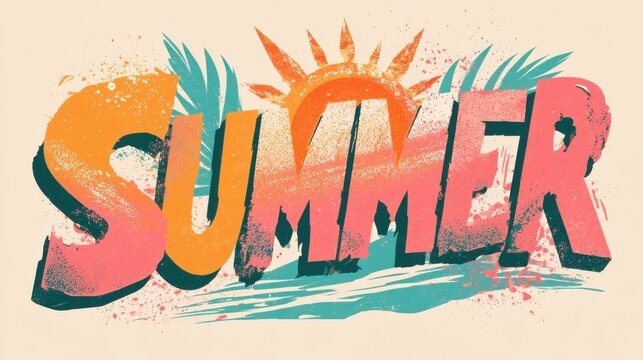 Grunge style text art in sunny retro palette with hand-drawn lettering and editable feel