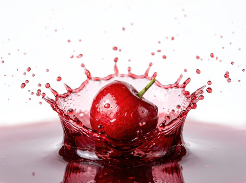 Cherries with Red Juice Splash