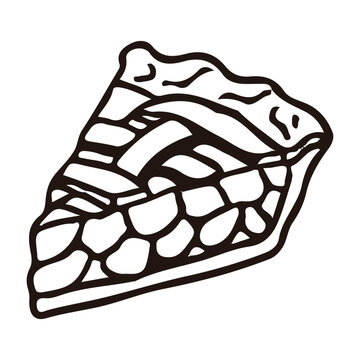 Hand drawn lattice apple pie slice line art vector element