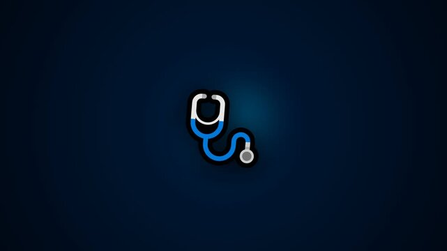 Stethoscope medical icons pattern on dark blue background