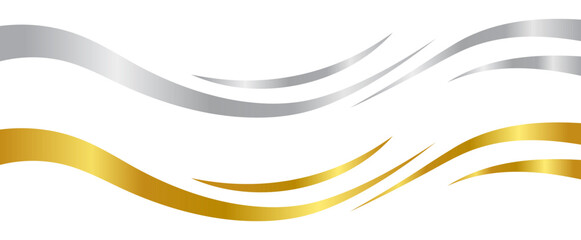 Obraz premium Golden and silver swooshes wave element with a metallic gradient