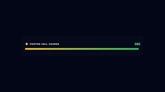 Seamless loop photon cell charge status progress bar animation